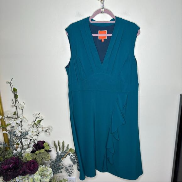 MODCLOTH Teal Ruffle Front Dress {U10} - Picture 2 of 5
